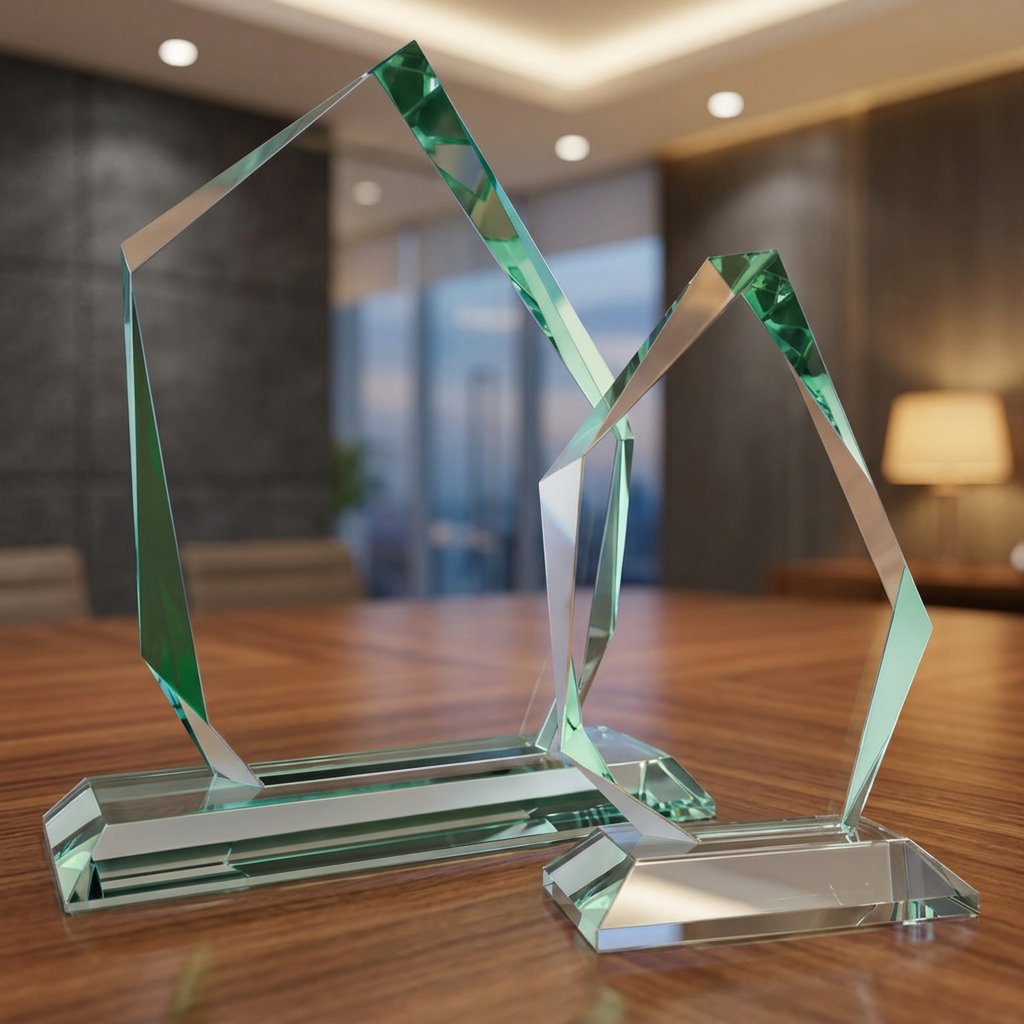 Crystal Glass Arctic Jade Award 3D Laser Engraved